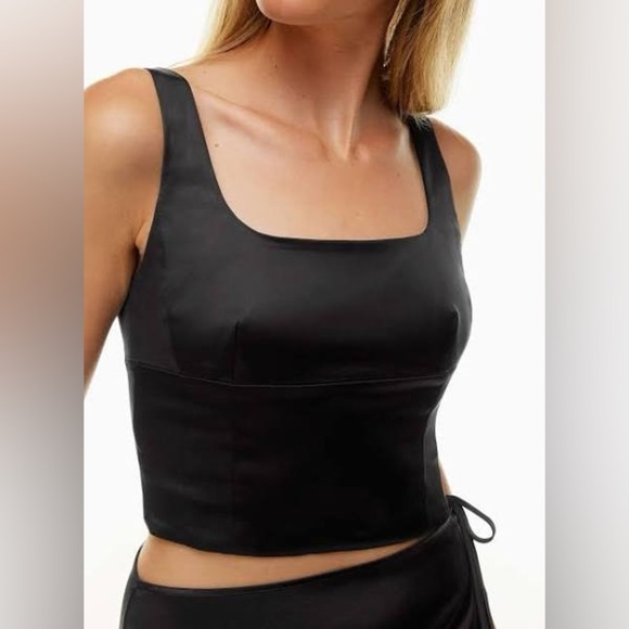 Aritzia Wilfred Black Shine Satin Bustier - Size 2XS - Picture 3 of 6